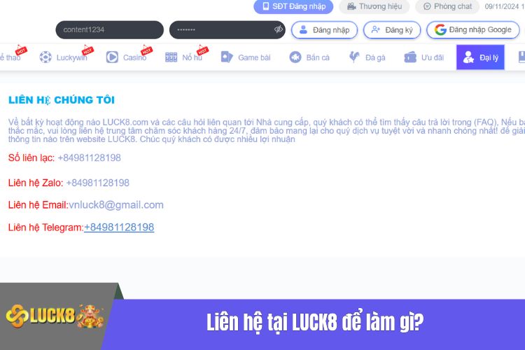 Liên hệ tại LUCK8 để làm gì?